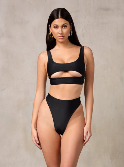 MBM Swim By Marcia B Maxwell model wearing Black bikini Chance top and Wish bottom  #color_black