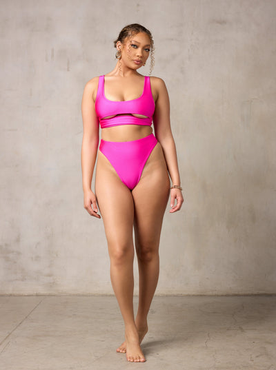 MBM Swim by Marcia B Maxwell model wearing Pink magenta Bikini Chance top, Wish bottoms #color_magenta