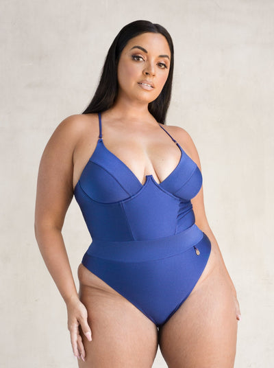 MBM Swim by Marcia B Maxwell Love one piece swimsuit with tummy control on curvy plus sized swimwear model