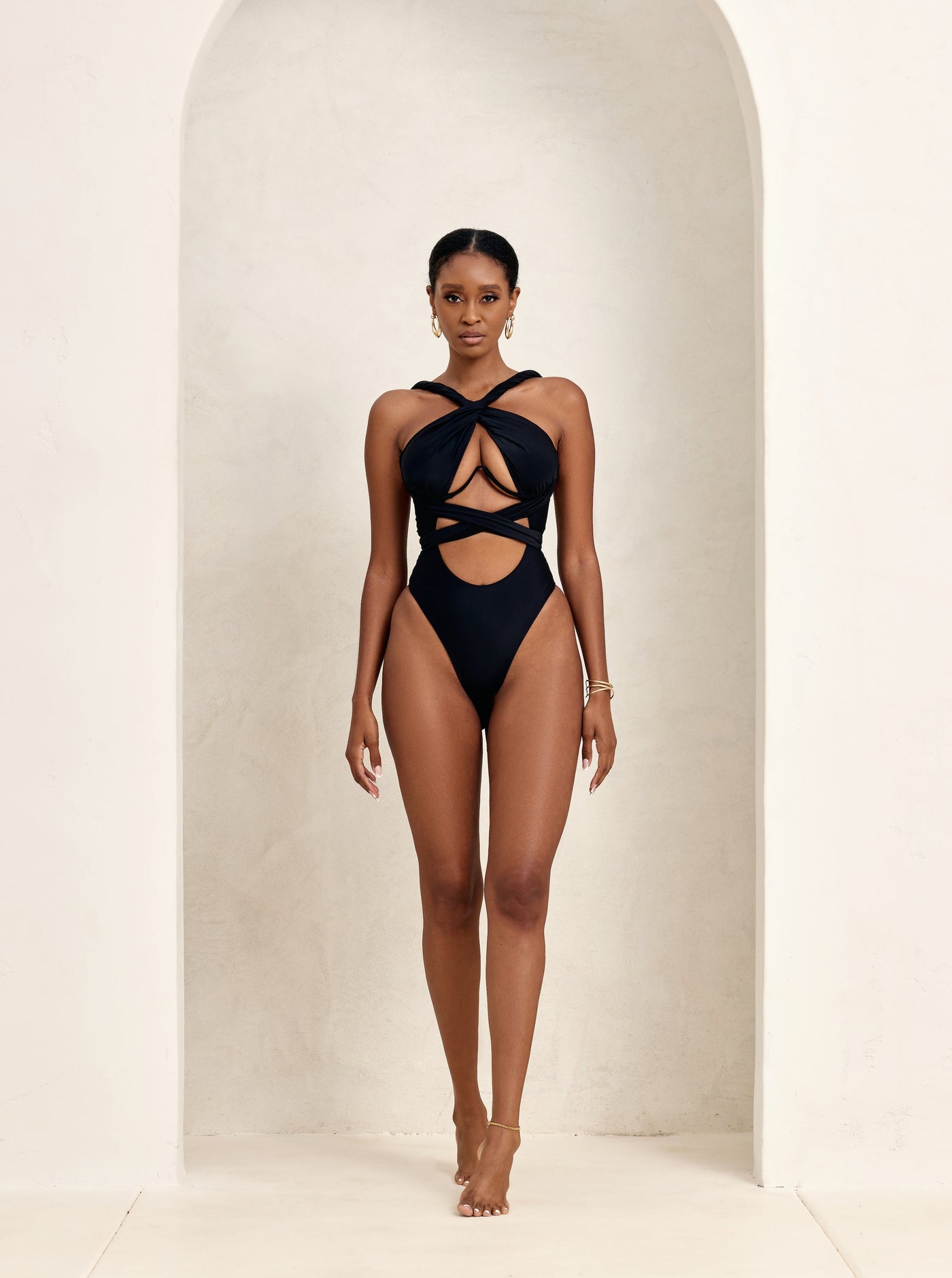 MBM Swim by Marcia B Maxwell black Bella infinity multi-way one-piece monokini #color_black