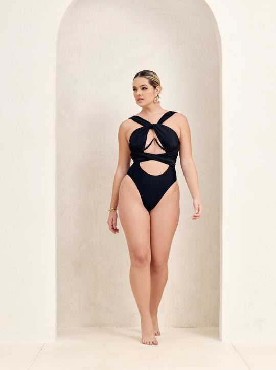 MBM Swim by Marcia B Maxwell black Bella infinity multi-way one-piece monokini #color_black