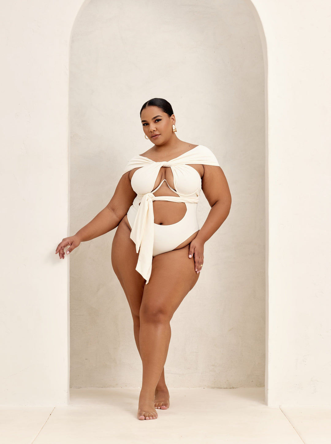 MBM Swim by Marcia B Maxwell cream ivory white Bella infinity multi-way one-piece monokini #color_cream