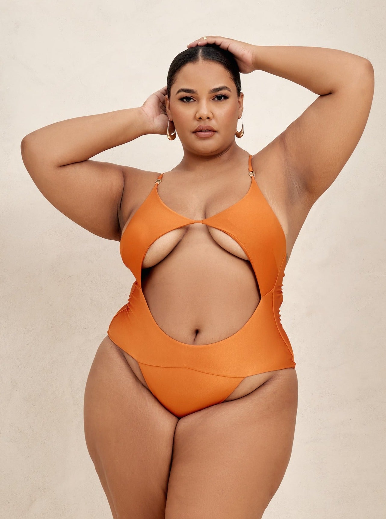 xMBM Swim By Marcia B Maxwell model wearing burnt orange bikini Azure swimsuit #color_burnt-orange