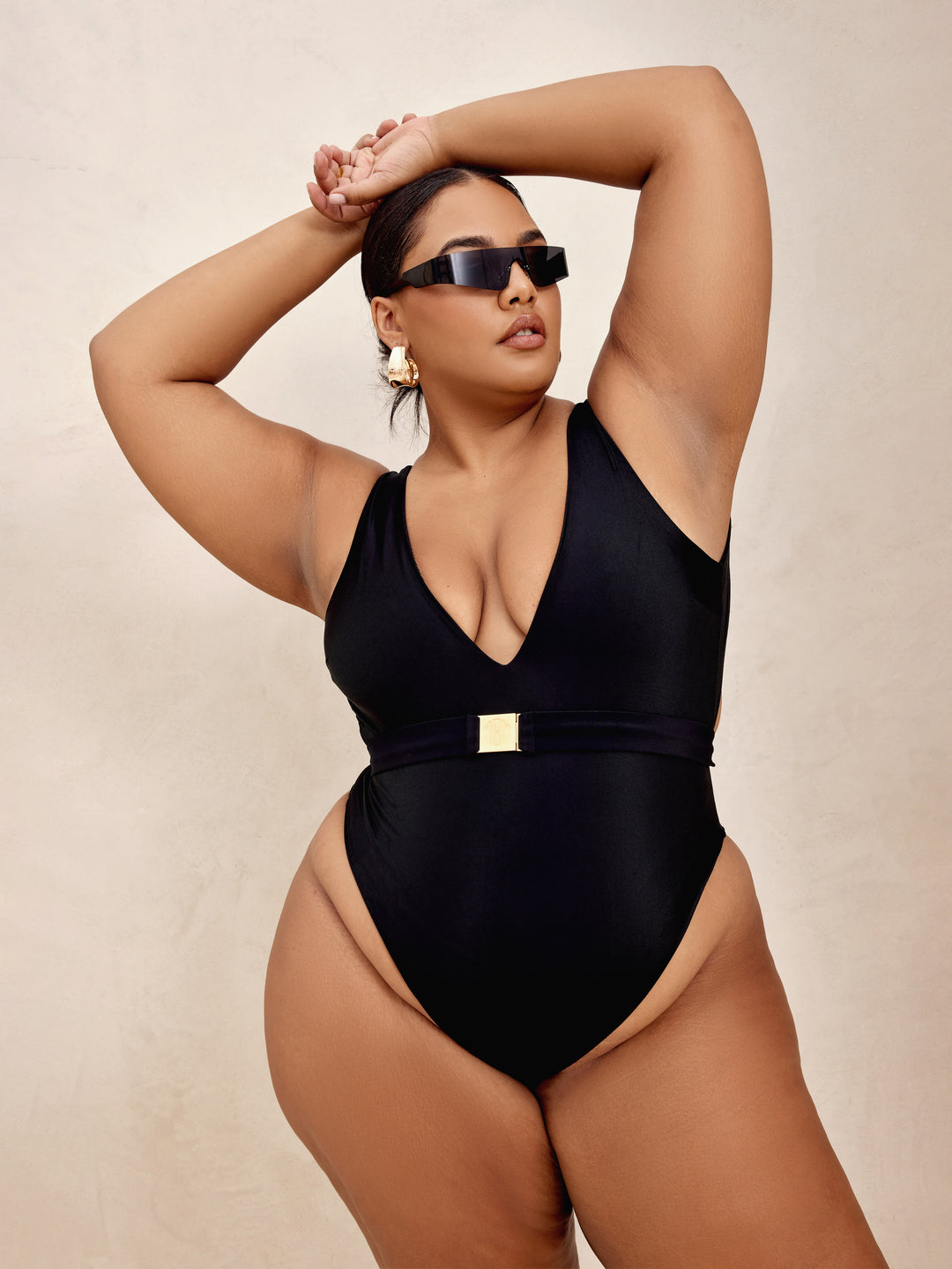 MBM Swim By Marcia B Maxwell model wearing Black Zama swimsuit #color_black