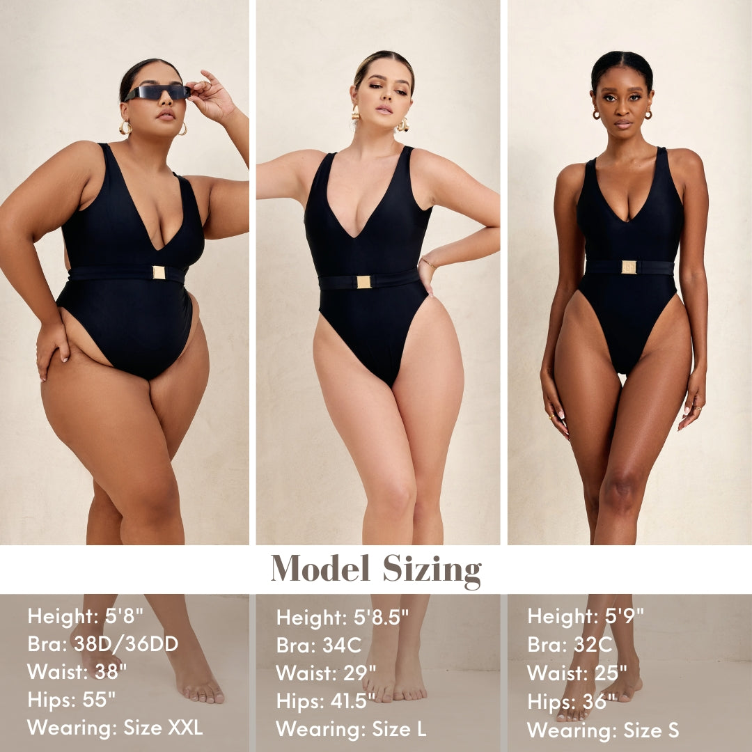 MBM Swim - Zama Belted Open Back One-piece Swimsuit