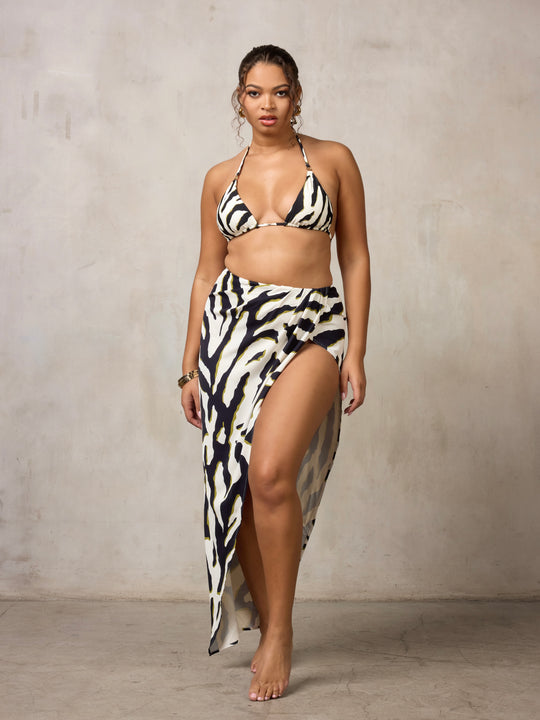 MBM Swim by Marcia B Maxwell zebra print tease bikini and Shanti Skirt #color_olive-zebra