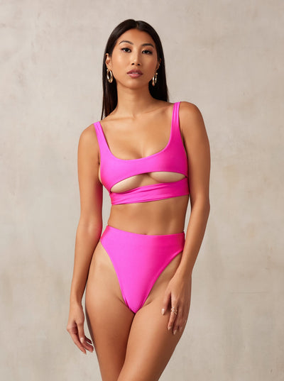 MBM Swim by Marcia B Maxwell model wearing Pink magenta Bikini Lucky top, Wish bottoms #color_magenta
