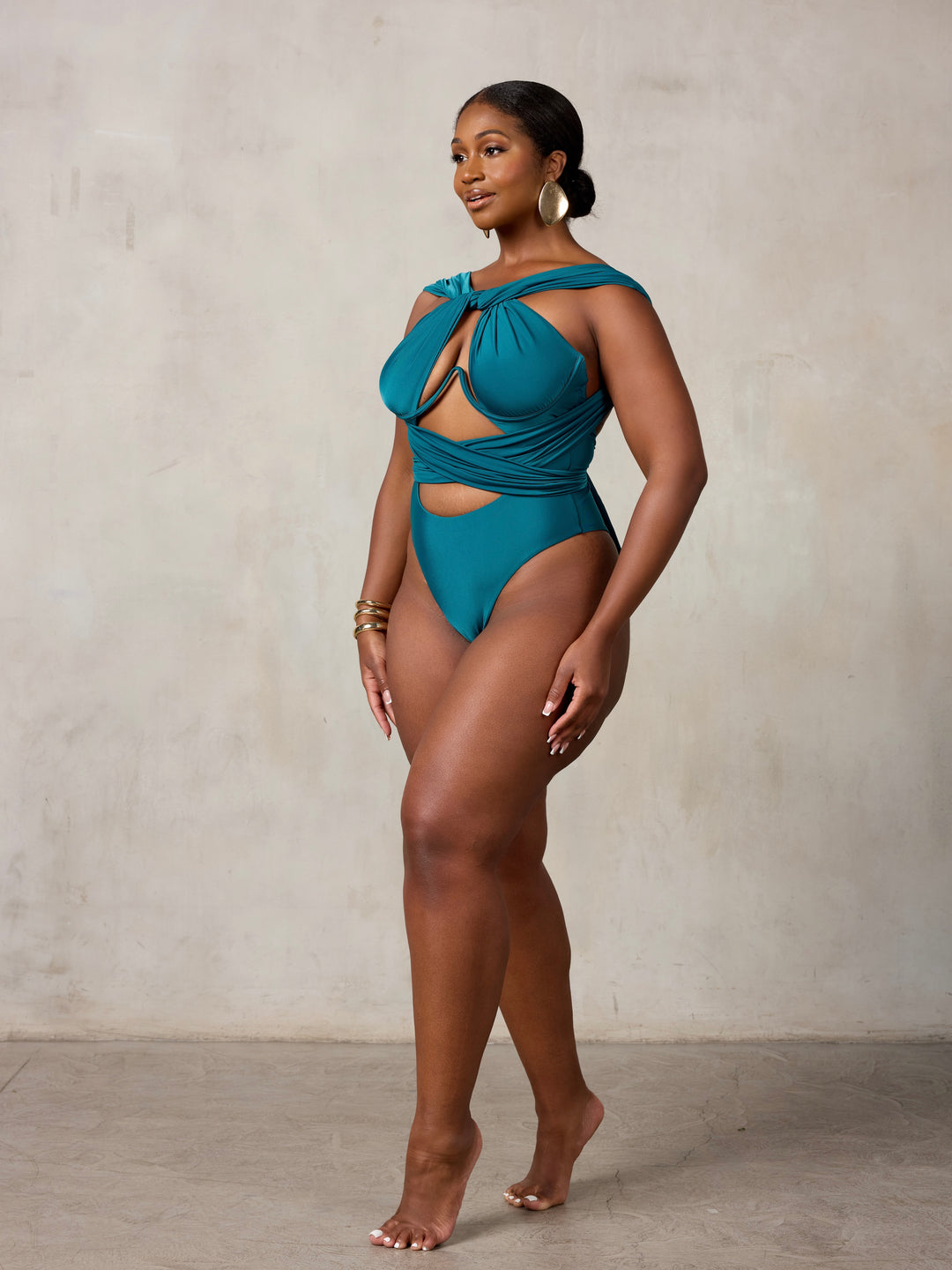 MBM Swim by Marcia B Maxwell Teal Bella infinity multi-way one-piece monokini #color_midnight-green