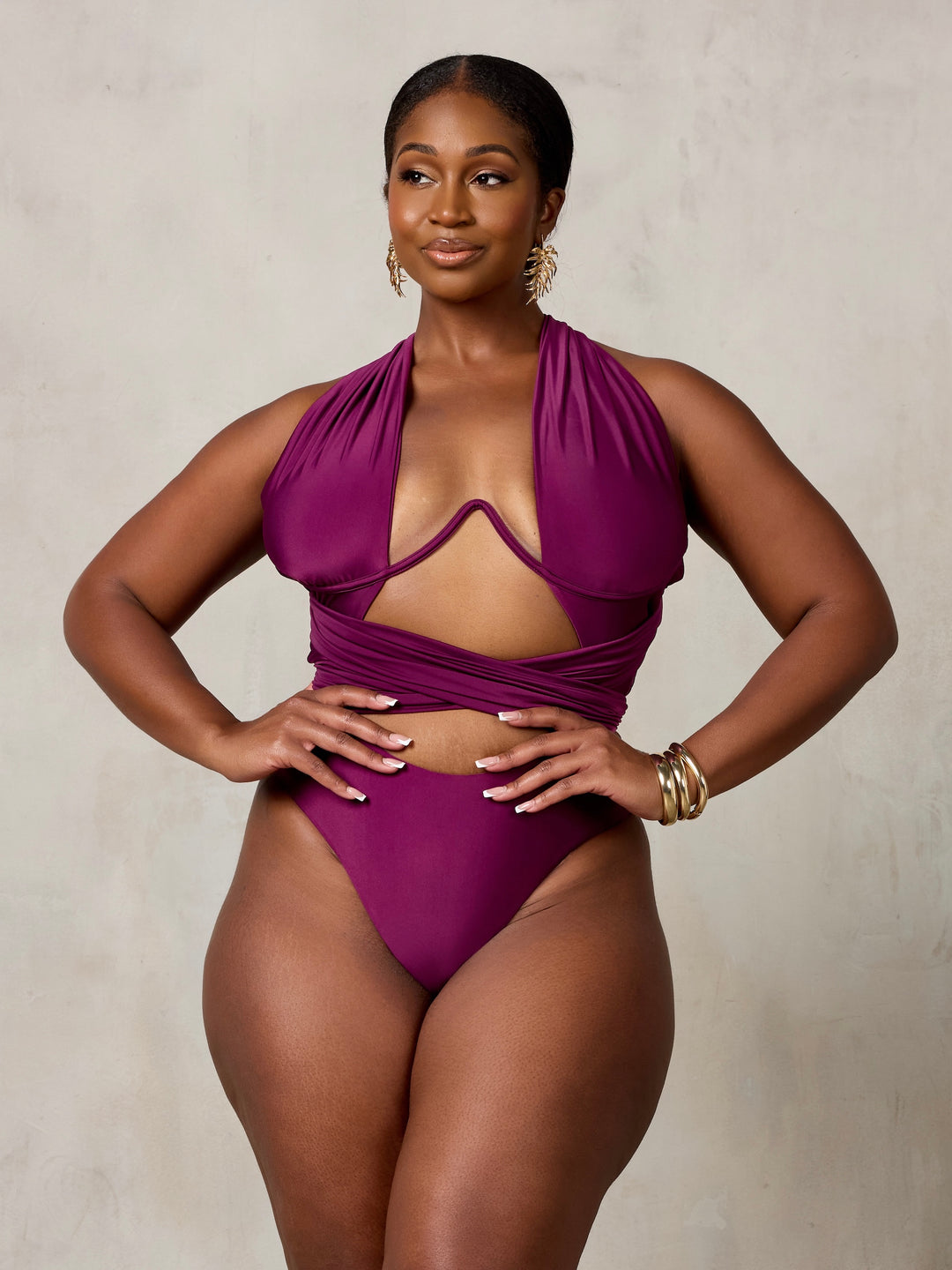 MBM Swim by Marcia B Maxwell Purple Bella infinity multi-way one-piece monokini #color_plum