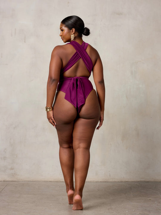 MBM Swim by Marcia B Maxwell Purple Bella infinity multi-way one-piece monokini #color_plum