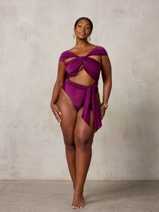 MBM Swim by Marcia B Maxwell Purple Bella infinity multi-way one-piece monokini #color_plum
