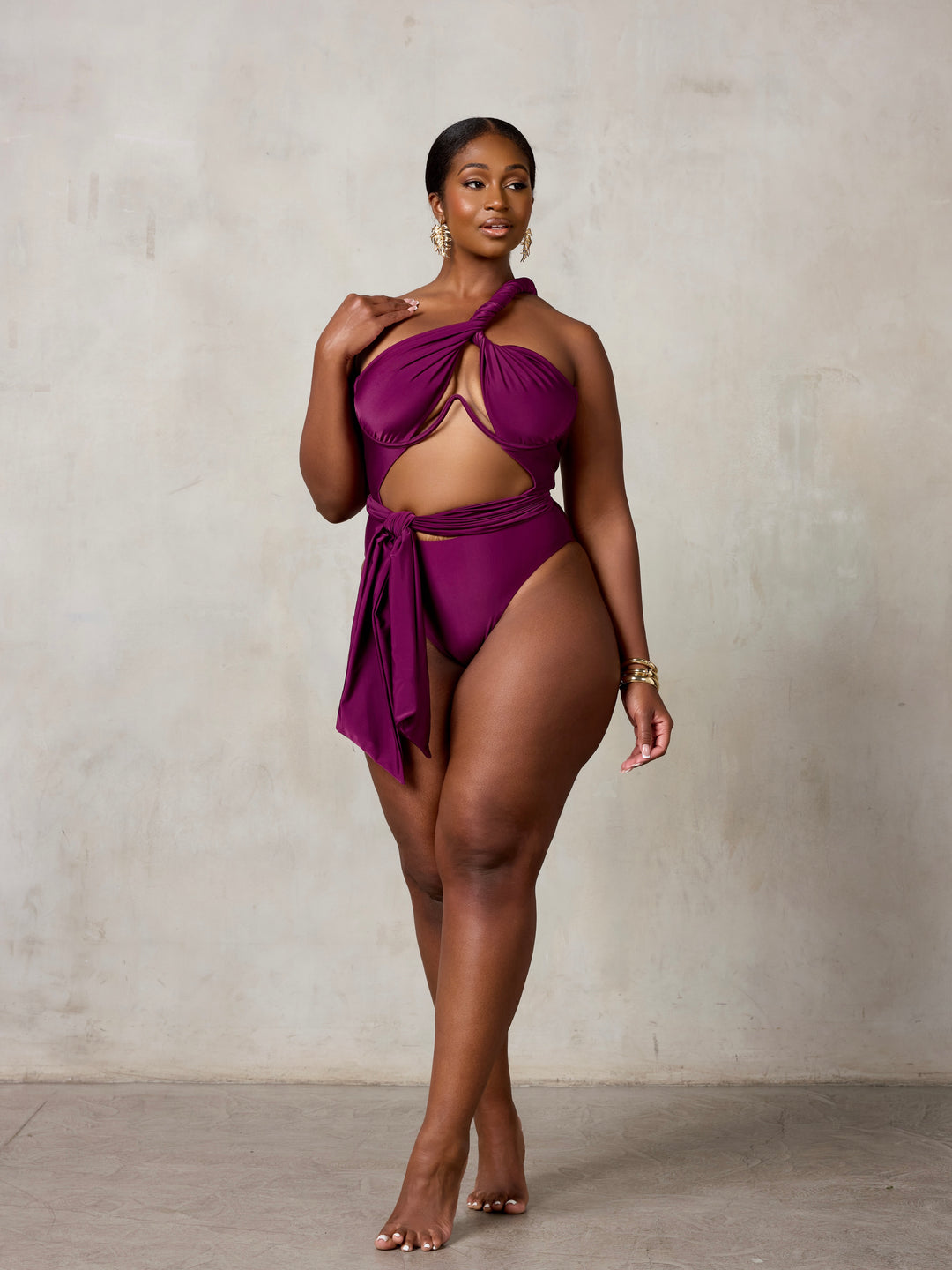 MBM Swim by Marcia B Maxwell Purple Bella infinity multi-way one-piece monokini #color_plum