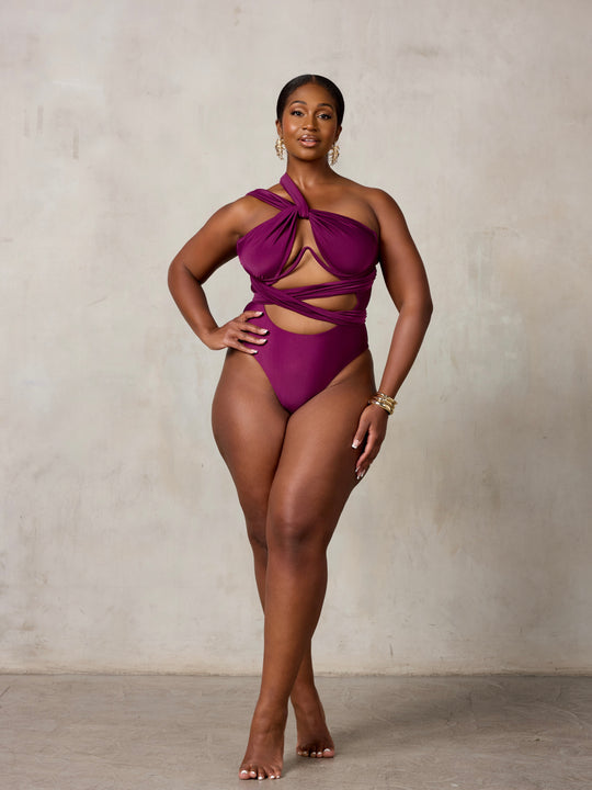 MBM Swim by Marcia B Maxwell Purple Bella infinity multi-way one-piece monokini #color_plum