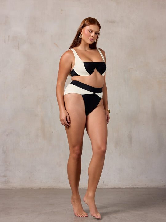 MBM Swim by Marcia B Maxwell Chance top Aspire bottom bikini #color_black-cream
