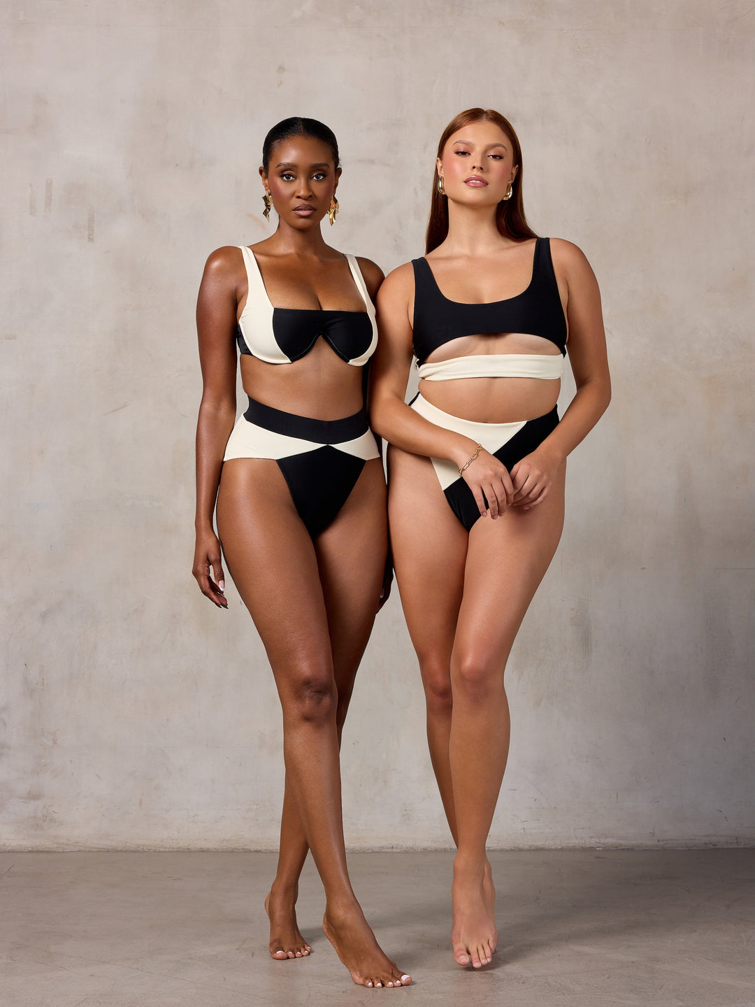 MBM Swim by Marcia B Maxwell Chance top Aspire bottom bikini #color_black-cream