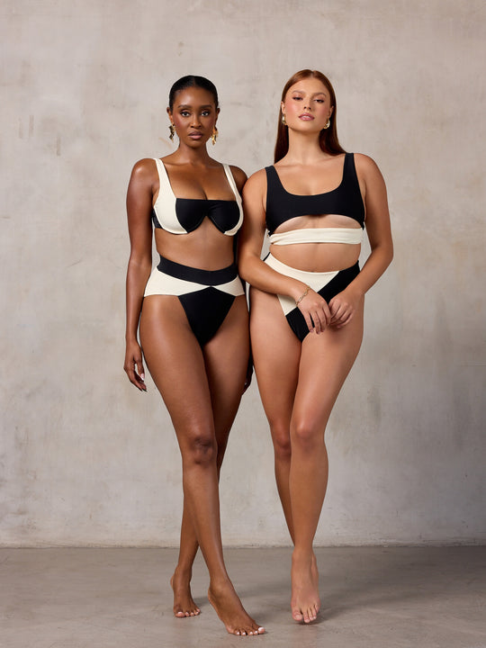 MBM Swim by Marcia B Maxwell Chance top Aspire bottom bikini #color_black-cream