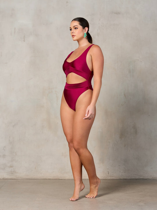 MBM Swim by Marcia B Maxwell Cove one piece women's swimsuit #color_berry