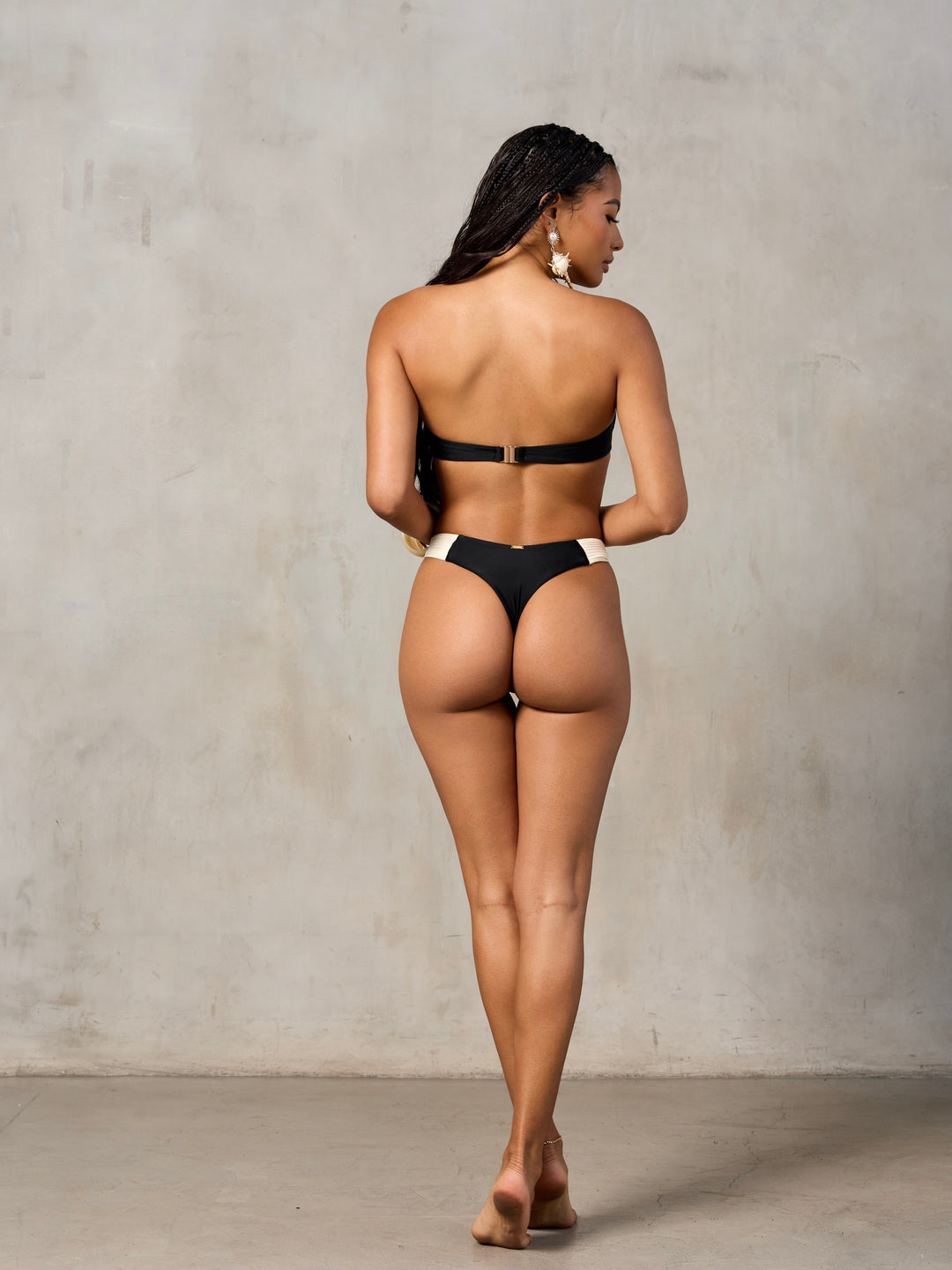 MBM Swim by Marcia B Maxwell Lagoon top vista bottom black and cream bikini #color_black-cream