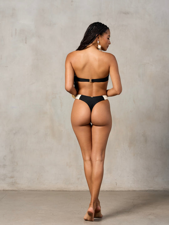 MBM Swim by Marcia B Maxwell Lagoon top vista bottom black and cream bikini #color_black-cream