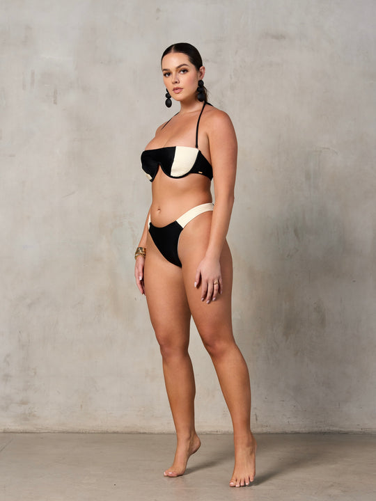 MBM Swim by Marcia B Maxwell Lagoon top vista bottom black and cream bikini #color_black-cream