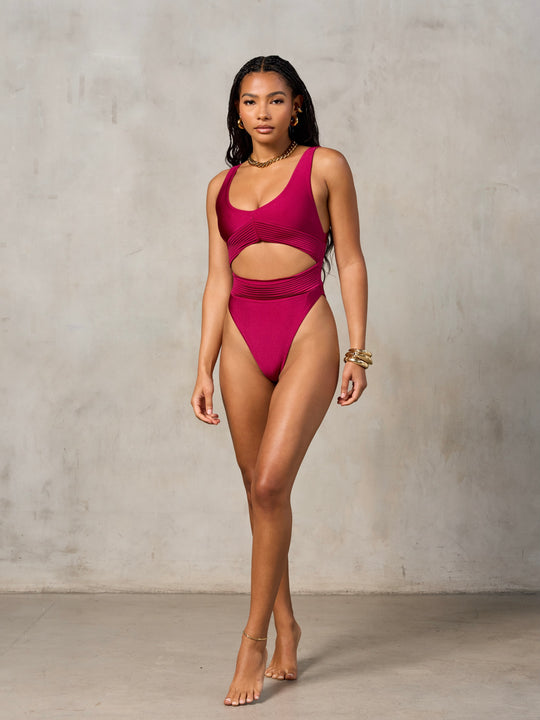 MBM Swim by Marcia B Maxwell Cove one piece women's swimsuit #color_berry