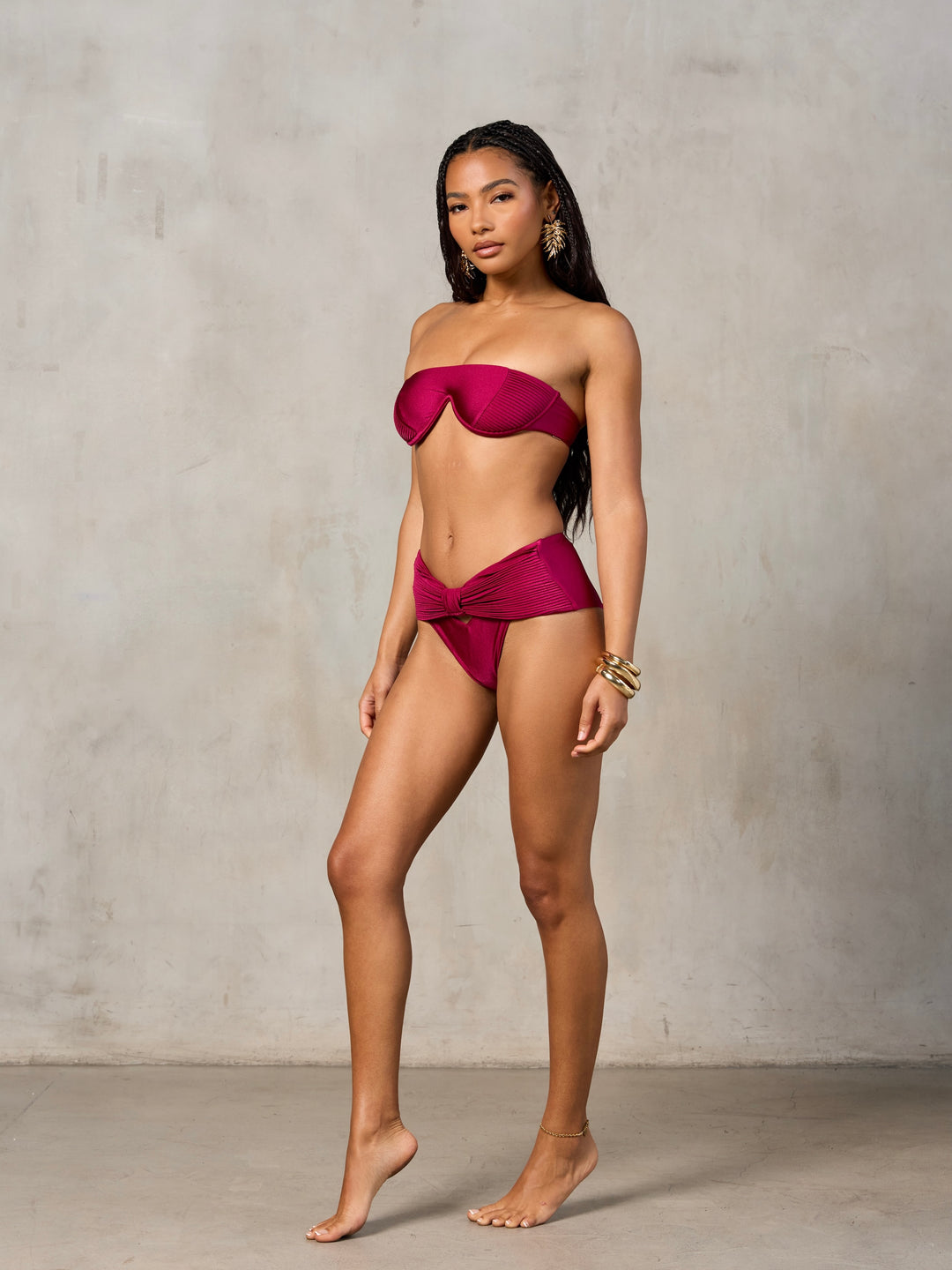 MBM Swim by Marcia B Maxwell Lagoon top eden bottom burgundy bikini #color_berry