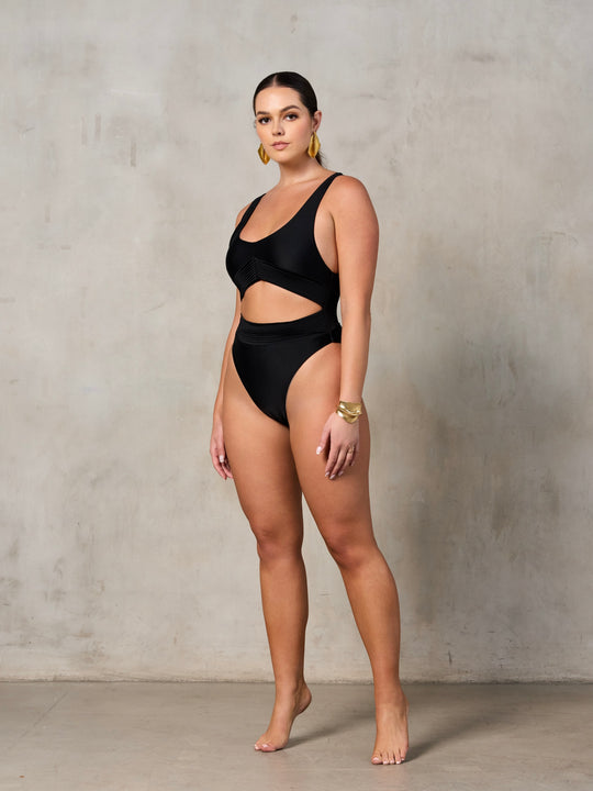 MBM Swim by Marcia B Maxwell Cove one piece women's swimsuit #color_black