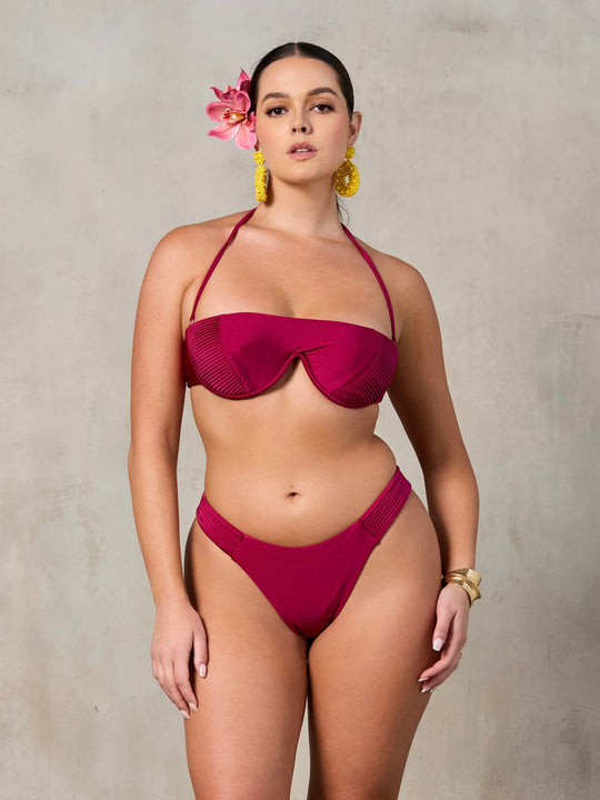 MBM Swim by Marcia B Maxwell Lagoon top vista bottom burgundy bikini #color_berry