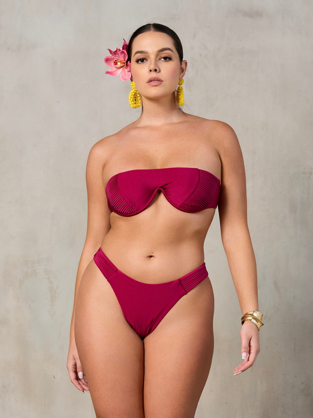 MBM Swim by Marcia B Maxwell Lagoon top vista bottom burgundy bikini #color_berry