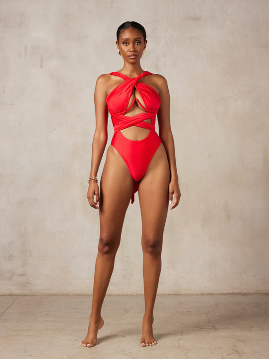 MBM Swim by Marcia B Maxwell red Bella infinity multi-way one-piece monokini #color_red