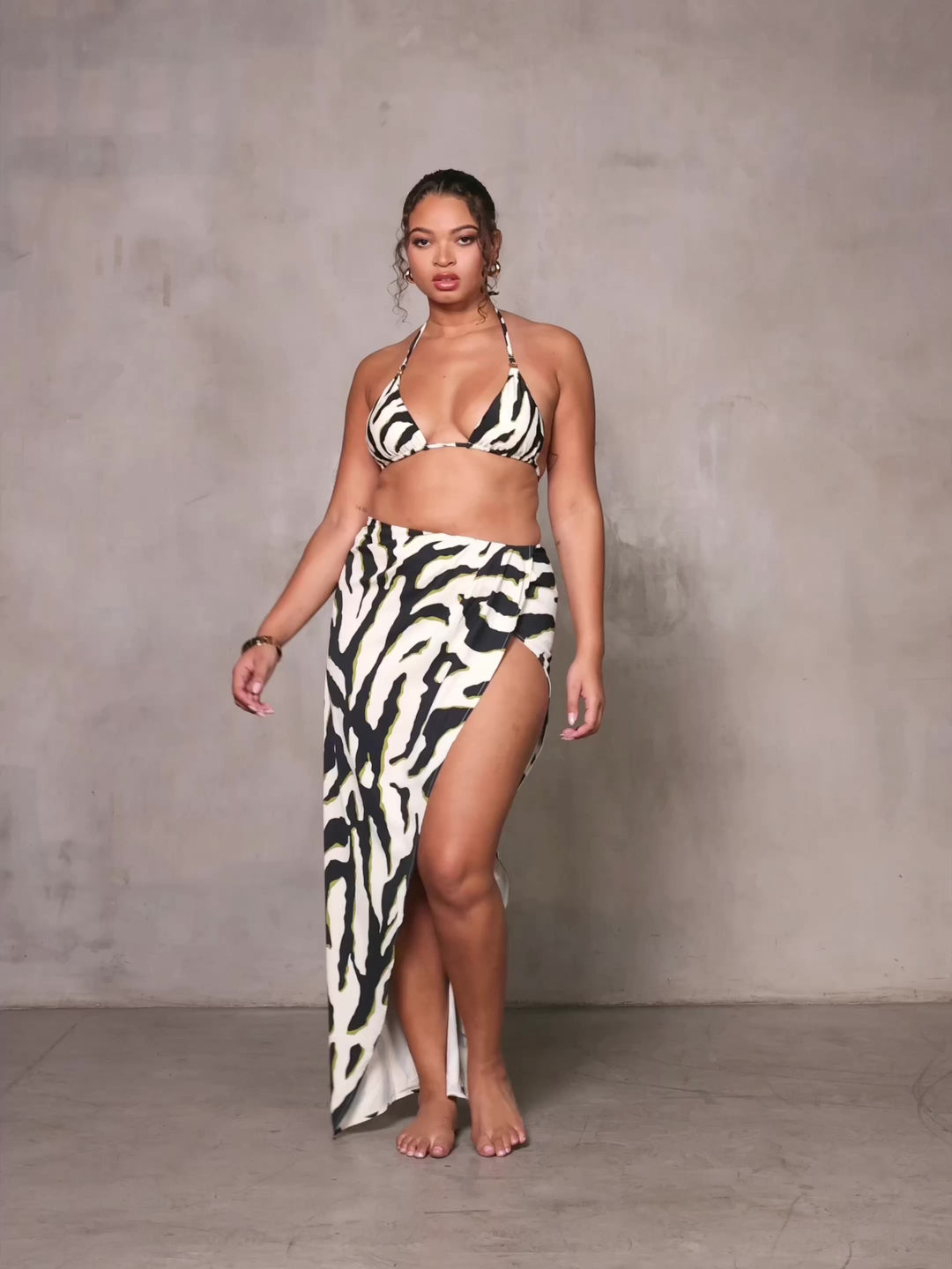 MBM Swim by Marcia B Maxwell zebra print tease bikini and Shanti Skirt #color_olive-zebra