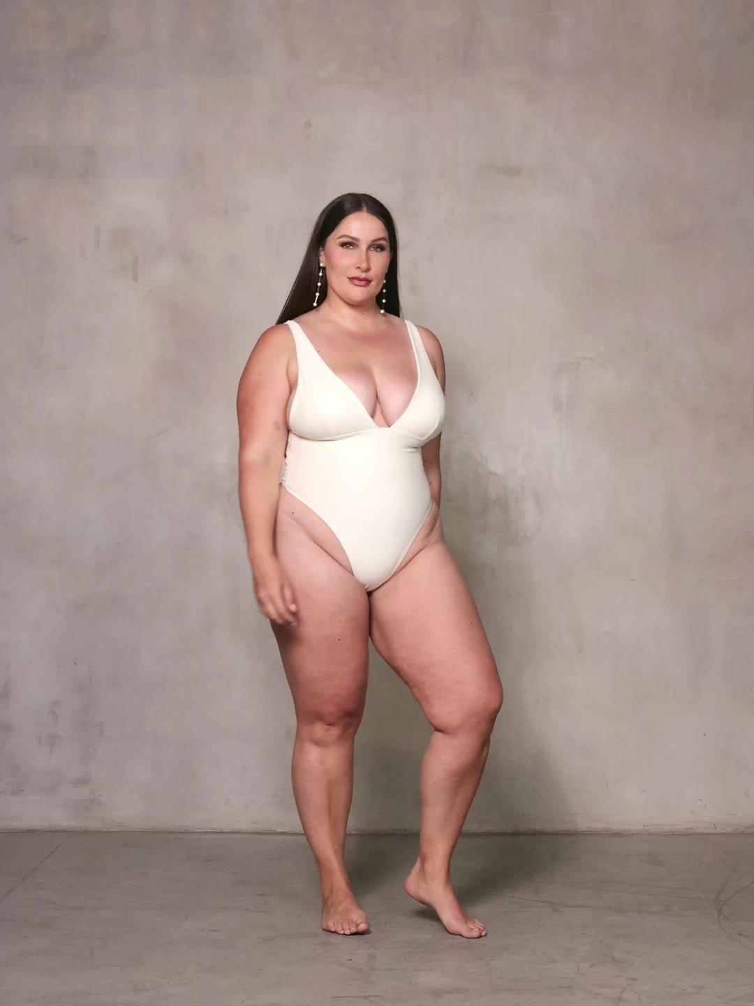 MBM swim by Marcia B Maxwell One-piece swimsuit on model #color_cream