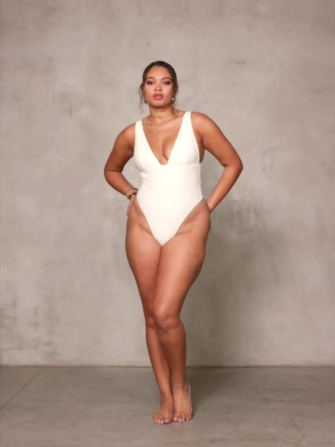 MBM swim by Marcia B Maxwell One-piece swimsuit on model #color_cream