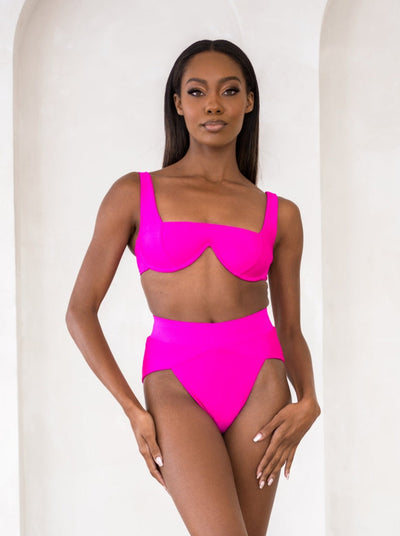 MBM Swim By Marcia B Maxwell model wearing Magenta pink bikini Chance top and Aspire bottom #color_magenta