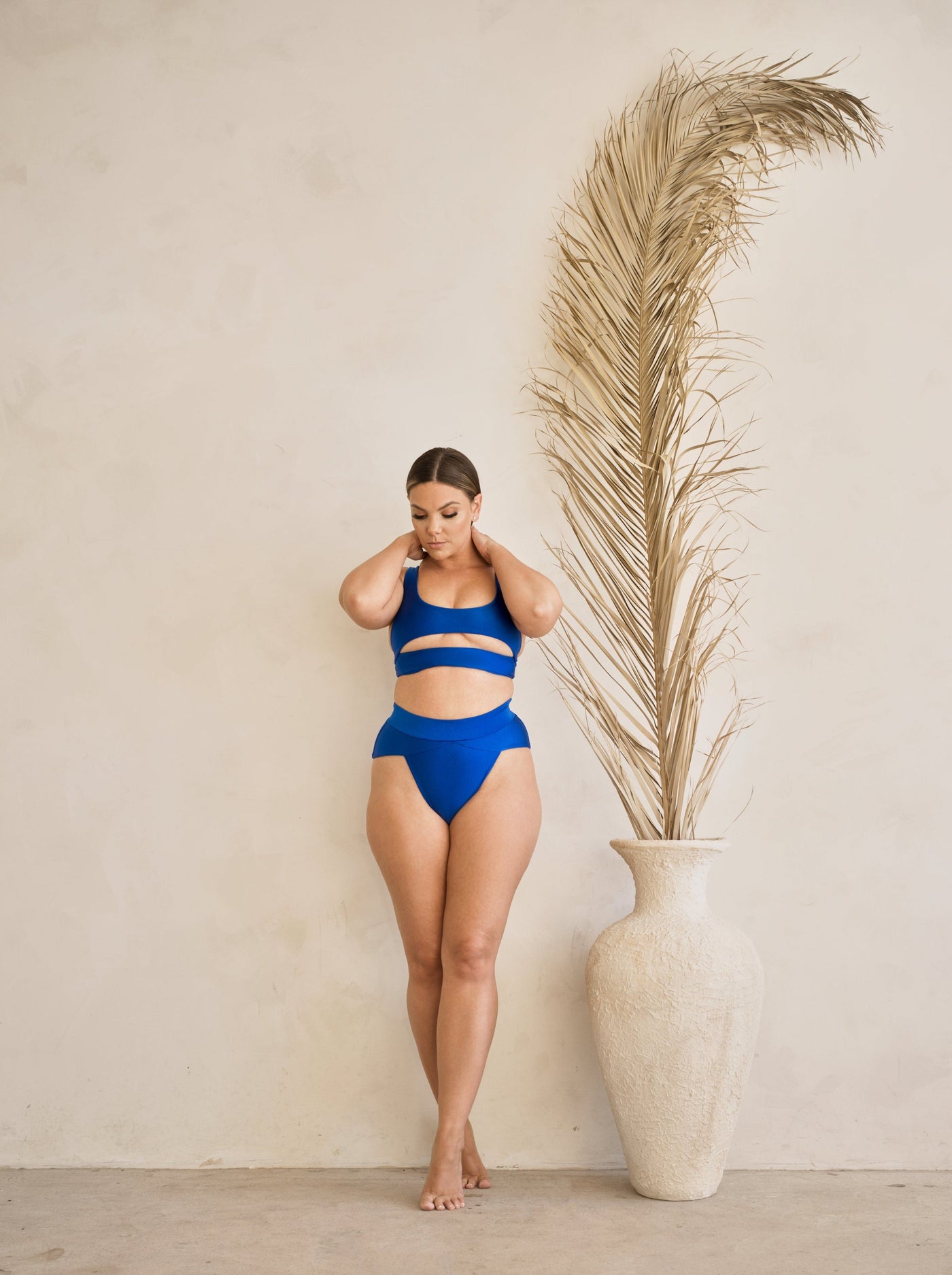 MBM Swim By Marcia B Maxwell model wearing cobalt blue bikini Chance top and Aspire bottom  #color_cobalt