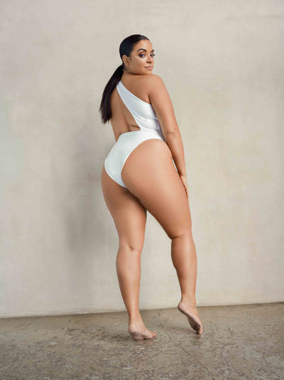 MBM Swim by Marcia B Maxwell Serenity one-piece white swimsuit Plus size model #color_white